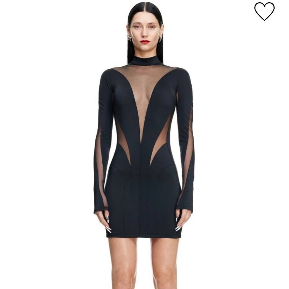 Mugler x H & M Mesh Paneled Mini Dress